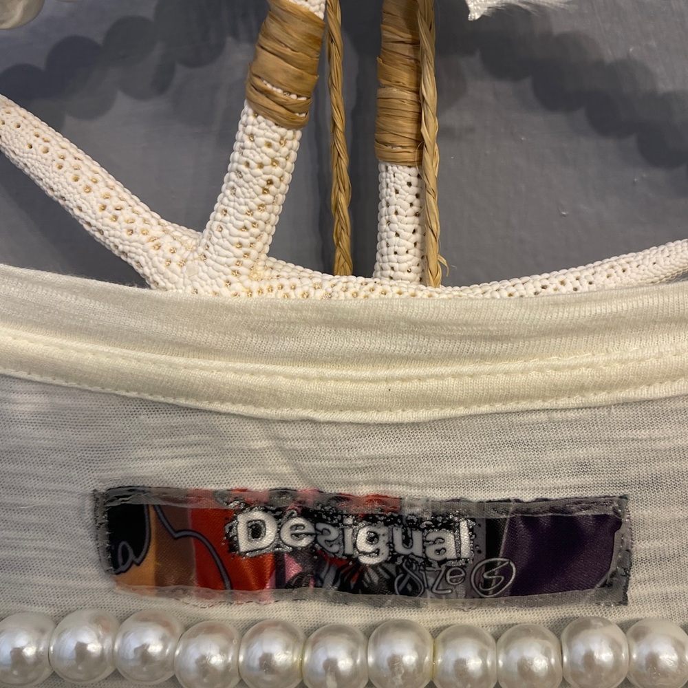 Desigual Long Sleeve Graphic Top — White, Black, Pink, Green, Turquoise - Picture 4 of 15